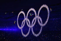 Anillos olímpicos en la inauguración de los JJOO Beijing 2008