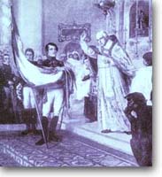 Belgrano durante la bendición de la bandera